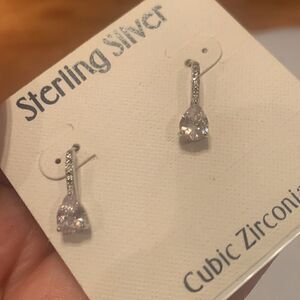 Pierced Earrings Sterling Silver Cubic Zirconia Fishhook